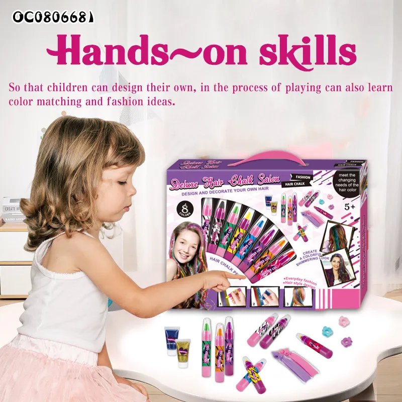 Wholesale Hair Colour Dye Pen Kids Beauty Fashion Makeup Sets Make up Toys for Baby Girls