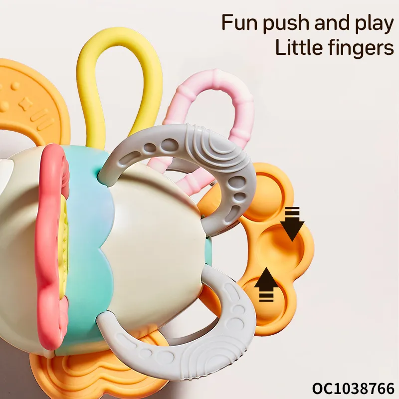Wholesale Lovely Cartoon Design Baby Comfort Soft Rubber Handeye Teether Silicone Baby Toy