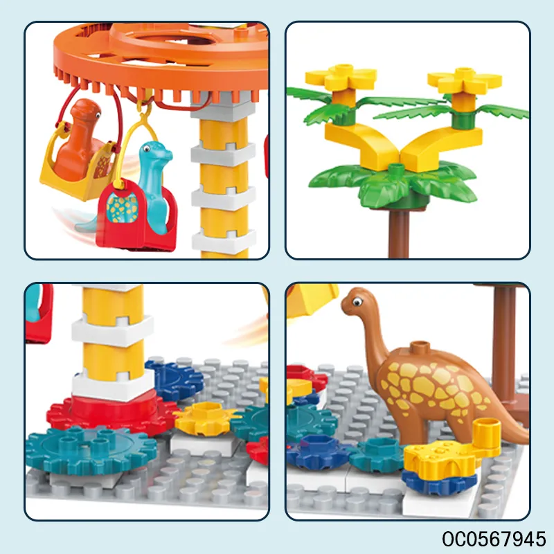 Wholesale Educational Montessori Dinosaur Small Plastic Building Blocks Popular DIY Toys