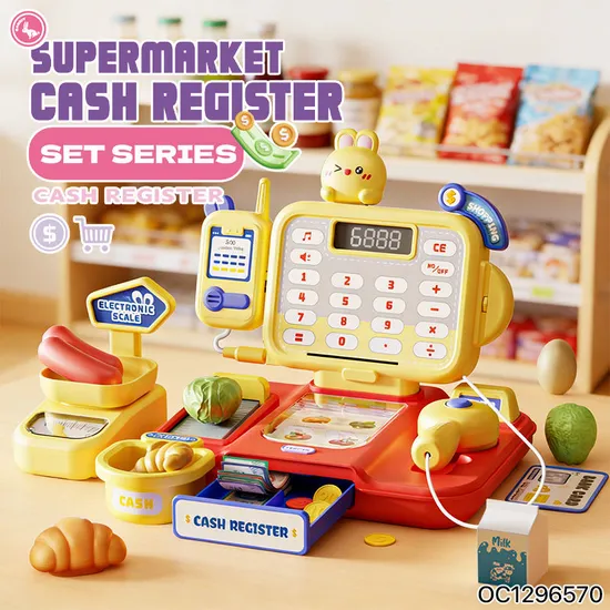 Electronic Cash Register POS Machine with Scanner Toys for 4 Years Girl Kitchen Supermarket Play Equipment Set Toys for Big Wholesale