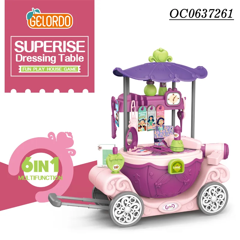 Wholesale 6in1 Multifunction Small Fashion Beauty Portable Makeup Make up Beauty Girl Set Toy for Kids