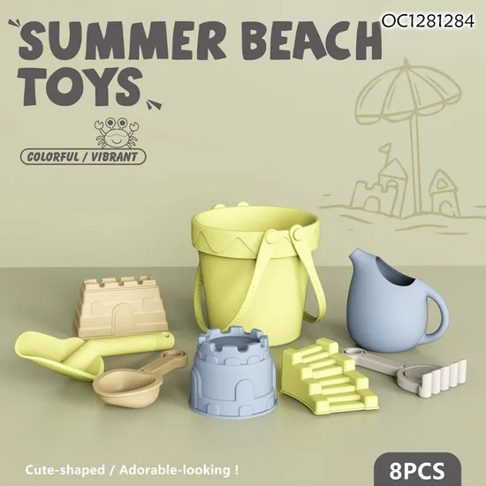 Wholesale Summer New Sand Molds Kids Water Fun Silicone Sand Bucket Beach Silicone Baby Toys