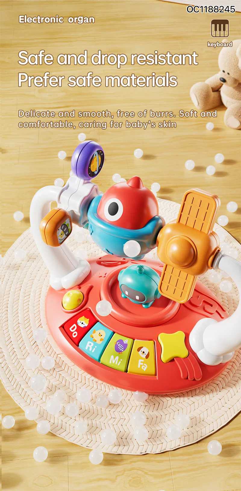 Wholesale Cartoon Dinosaur Design Music Baby Plastic Animal Sound Electronic Small Piano Education Rainbow Keyboard Toy