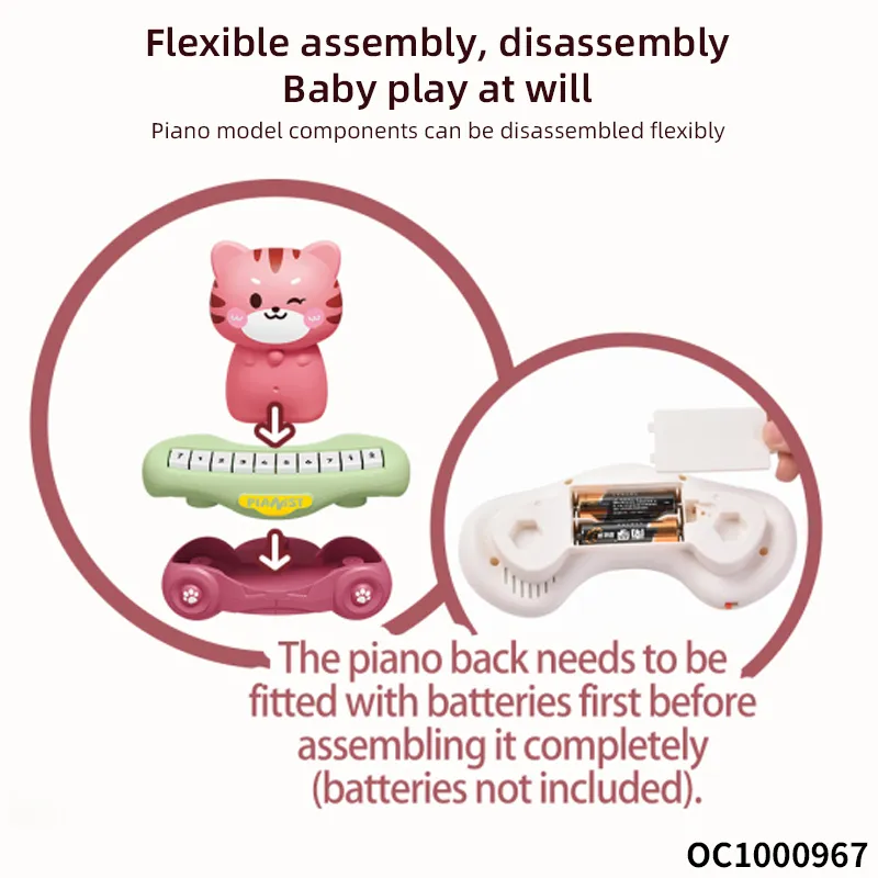 Wholesale Cartoon Tiger Toy Musical Instruments Battery Operated Toy Small Piano Keyboard Toy for Baby with Light up Music