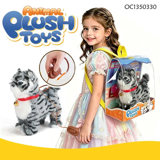 Wholesale Educational Electronic Pet Walking Plush Stuffed Animal Cat Plush Toy
