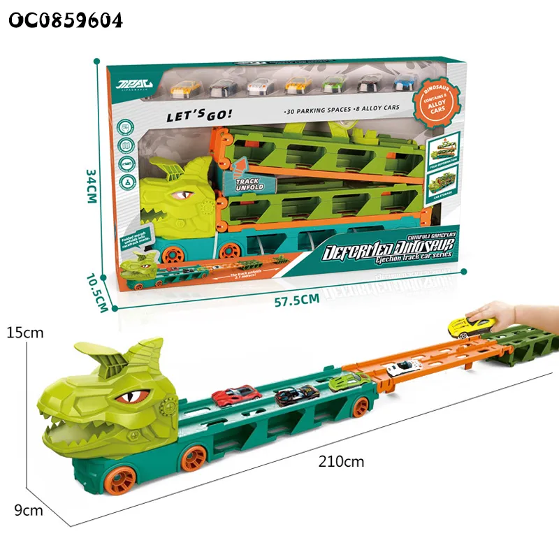 Wholesale Diecast Dinosaur Trucks Race Rail Car Track Children's Toy Kids Alloy Car Set