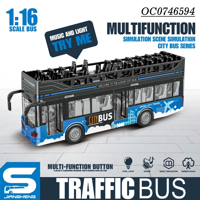 Wholesale Kids Plastic Children Friction Mini Bus Toy Scale Model with Light Sound