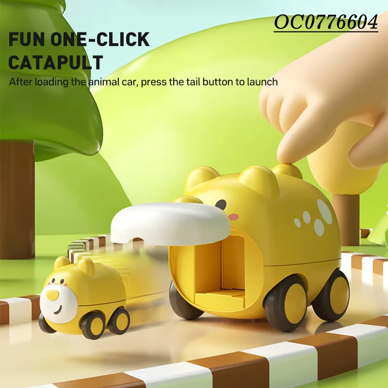 Wholesale 2PCS Cute Animal Friction Construction Plastic Mini Car Toy Set