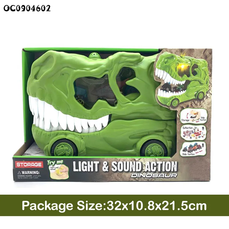 Wholesale Plastic Miniature Dinosaur Model Freewheel Toys Dinosaur Mini Cars Set for Children Kids with Light and Sound