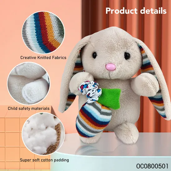 Wholesale Sensory Toy Animals Cute Bunny Custom Plush Long Ear Rabbit Stuffed Doll