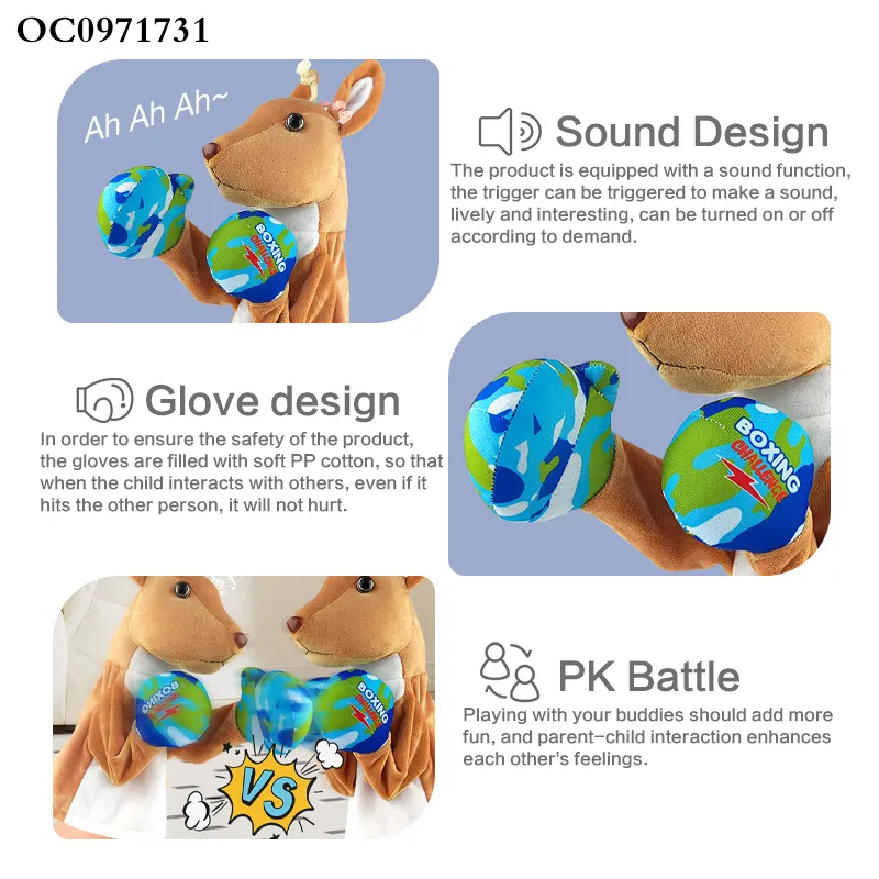 Wholesale Stuffed 2 Players Battle Game Toys Plush Kangaroo Puppets Hand Custom Toy for Kids