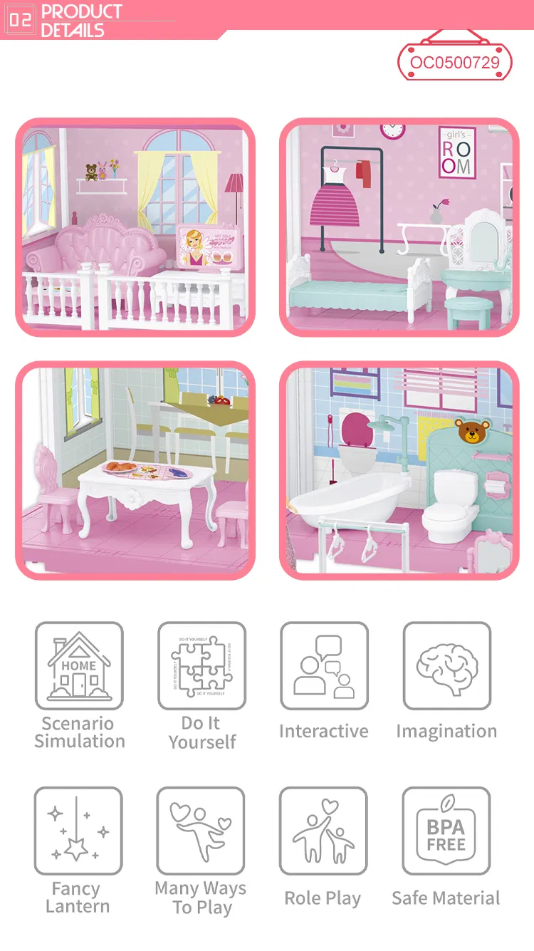 Wholesale Gift DIY Miniature Plastic Children House Play Doll House Set