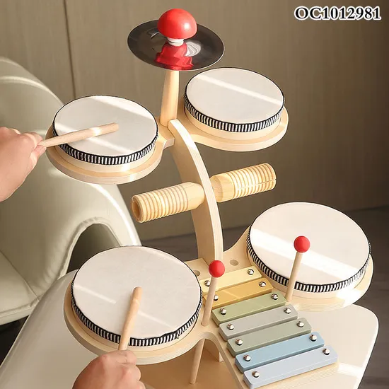 Wholesale Plastic Children Musical Baby Educational Montessori Musical Keyboard Instrument Wooden Toy Drum