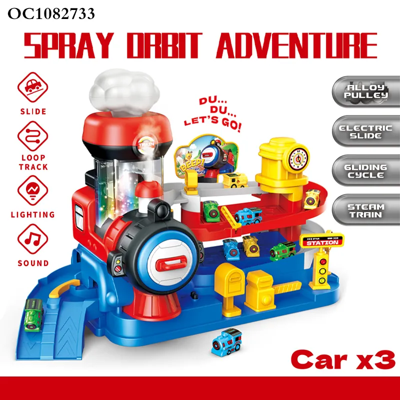 Wholesale 3 Alloy Trains Baby Plastic Racing Electric Track Kids Metel Toy Car Set with Light up and Music