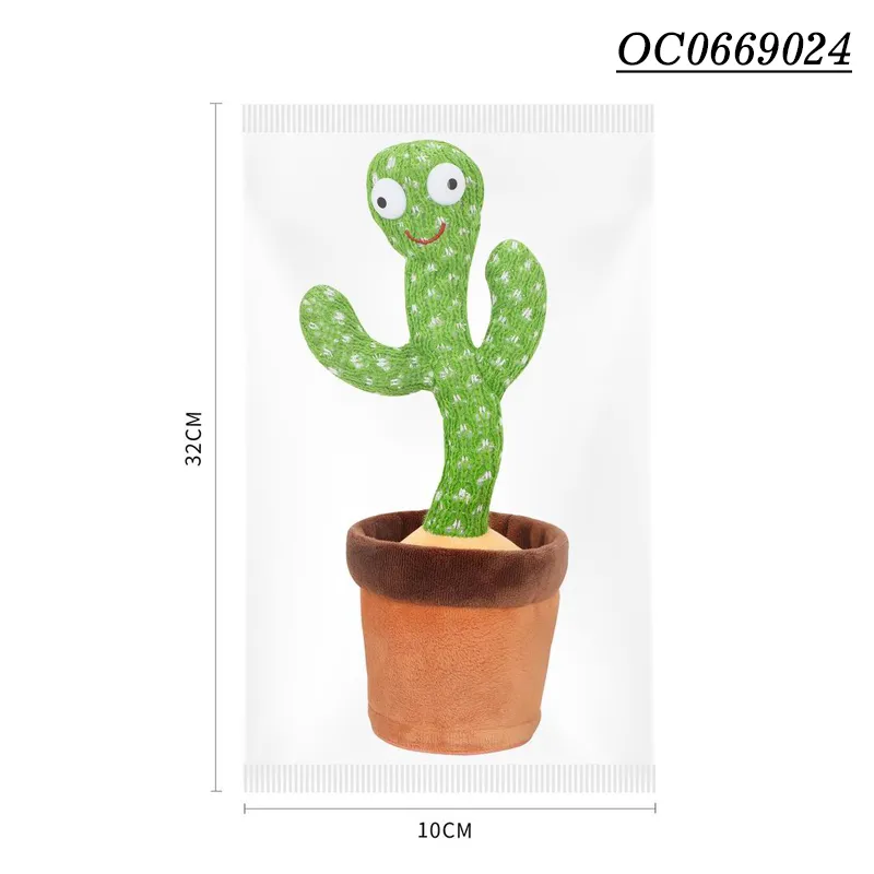 Wholesale Electronic Cute Cactus Baby Plush Dancing and Singing USB Charging Toy for Kids