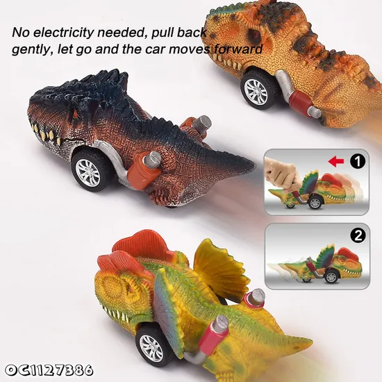 Wholesale Dinosaur Model Mini Pull Back Animal Car Plastic Cheap Small Toy Set