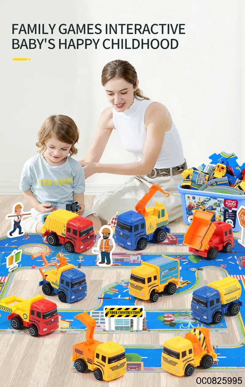 Wholesale Children's Educational Track Kids Car Toy Play Set Pull Back Engineering Truck Toys Set