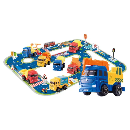 Wholesale Children's Educational Track Kids Car Toy Play Set Pull Back Engineering Truck Toys Set