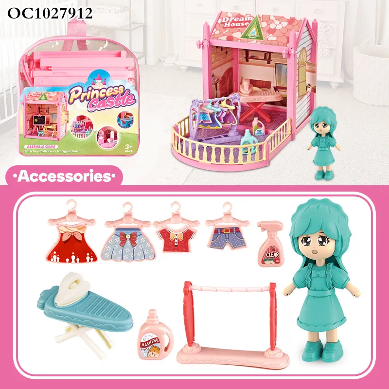 Wholesale Miniature DIY Creative Plastic Castle Building Blocks Mini Doll House Miniatures Furniture