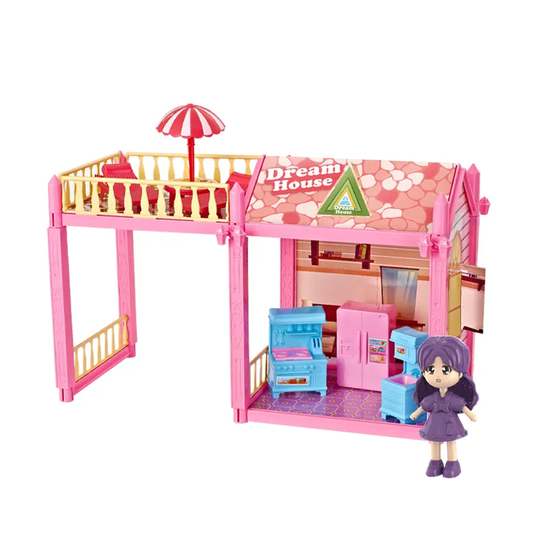 Wholesale DIY Plastic Miniature Doll House Kitchen Miniatures Dream Dollhouse for Girls Pretend