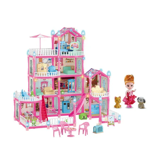 Wholesale Baby Pink Girls Room Doll House Furniture Living Plastic Children House Play Room Gifts Set for Children