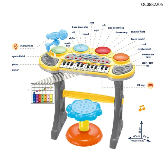 Wholesale Plastic Montessori Electronic Musical Toys Pianos Keyboard Drums for Children