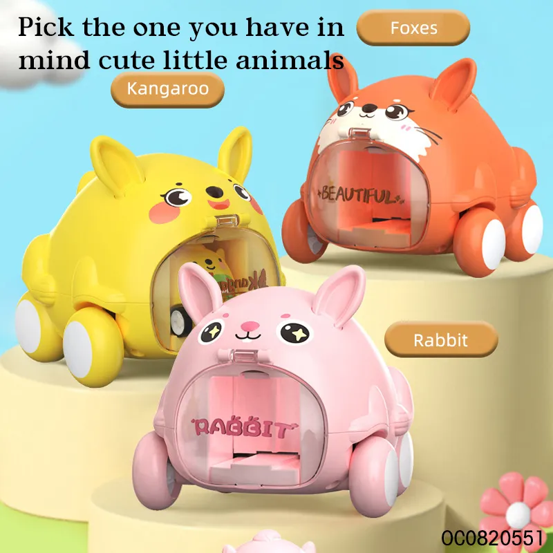 Wholesale Small Plastic Cartoon Car Pullback Friction Animal Toys for Kids