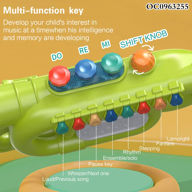 Wholesale Plastic Trumpet Musical Instruments Battery Operated Plastic Toy Instrument Trumpet for Kids