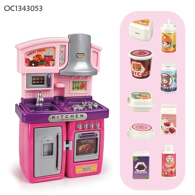 Wholesale Animal Kids Rabbit Doll Plush Toy Kitchen Cooking Pretend Play Food Doll House Set with Light Sound