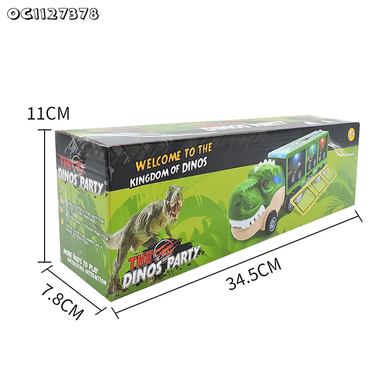 Wholesale Plastic Children Dinosaur Education Friction Truck Car Track Carrier Toy with Light