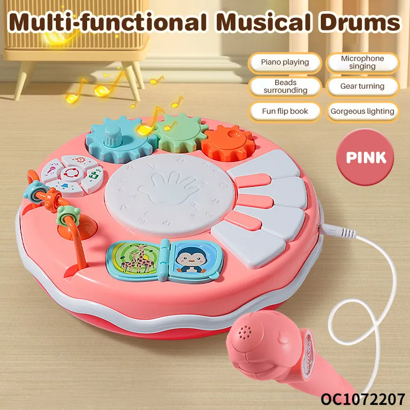Wholesale Plastic Sensory Interactive Montessori Baby Musical Instrument Electronic Hand Drum Toys