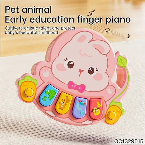 Wholesale Montessori Educational Children's Cartoon Animal Musical Rabbit Pink Digital Keyboard Electronic Piano for Baby