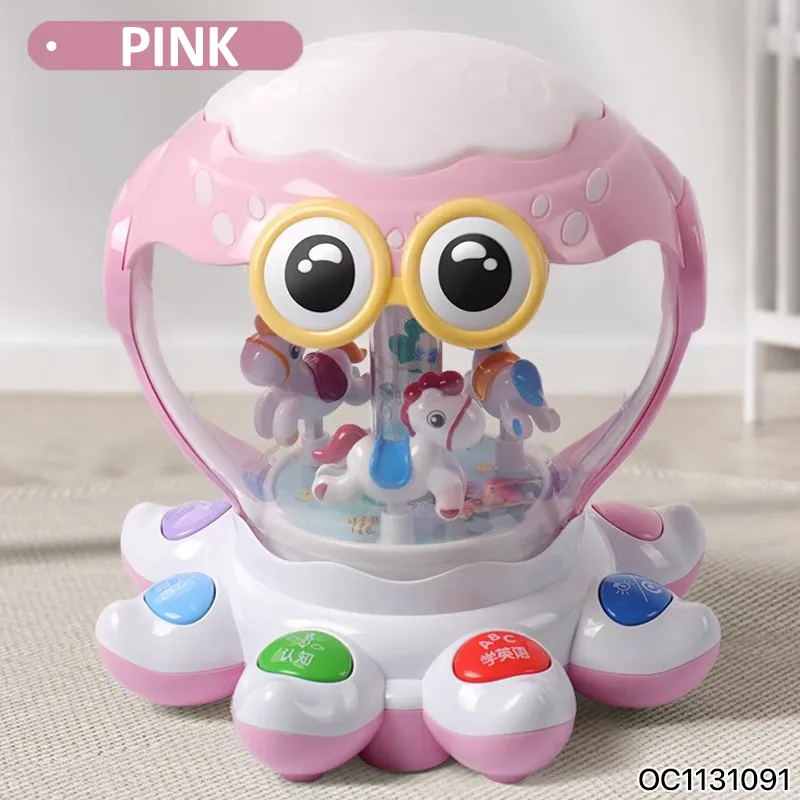 Wholesale Plastic Montessori Educational Interactive Musical Battery Operated Baby Hand Drum with Light and Music