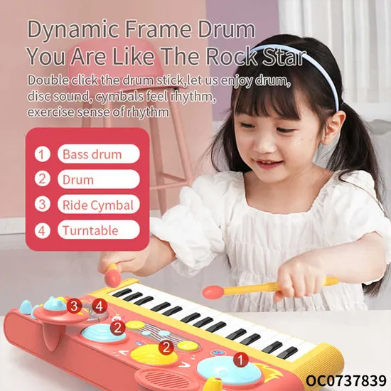 Wholesale Battery Montessori Sensory Hand Drum Montessori Early Learning Musical Instrument Piano Keyboard Toy