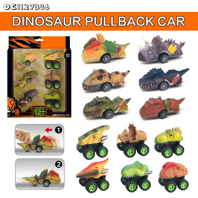 Wholesale Dinosaur Model Mini Pull Back Animal Car Plastic Cheap Small Toy Set