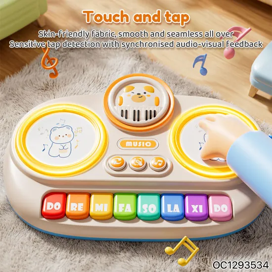 Wholesale Lighting Musical Cartoon Animal Electric Piano Keyboard Children Hand Drum Toy