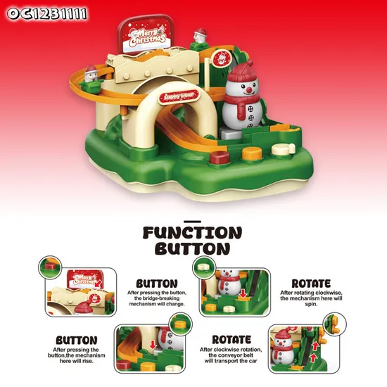 Christmas Theme Hand Powered Racing Track Slot Toy Car Race Track Game Set Toys for Kids