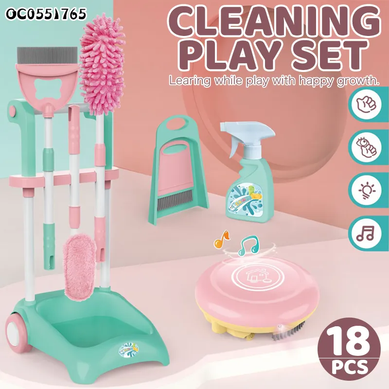 Wholesale Pretend Play Electronic Plastic Children House Play Cleaning Toys Set