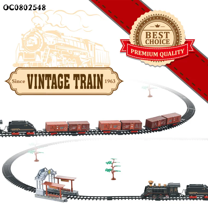B/O Classic Plastic Train Play Set Electric Track Toy for Kids with Light Sound