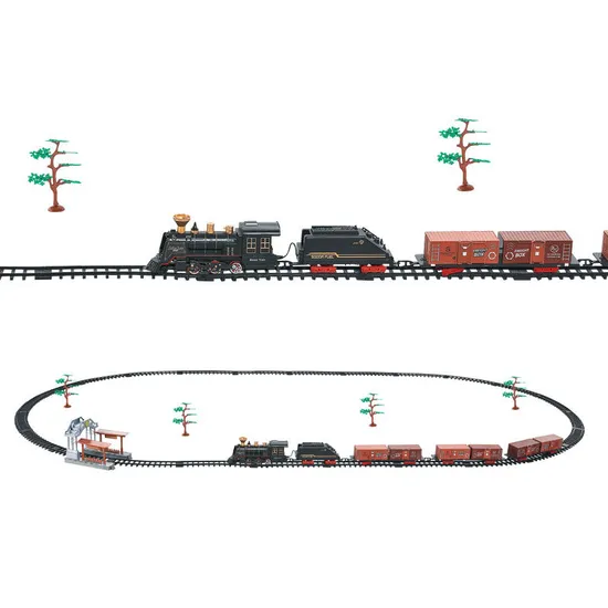 B/O Classic Plastic Train Play Set Electric Track Toy for Kids with Light Sound
