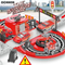 3 Pieces Fire Truck Toy Car Model Diecast Super Parking Lot Toys with Track Rail