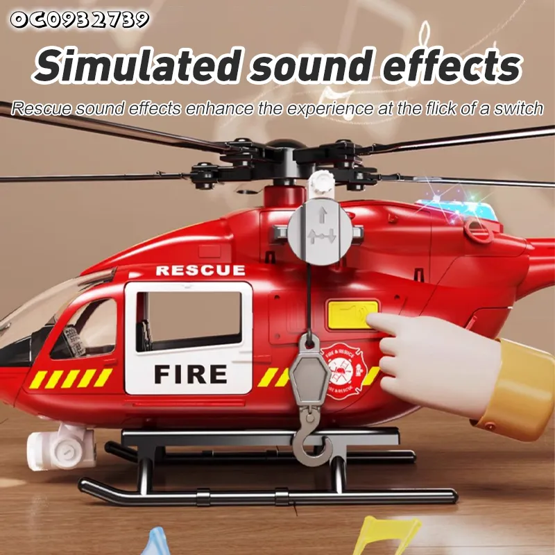 Wholesale Scale Fire Fighting Battery Operated Model Toys Helicopter for Kids with Light and Sound