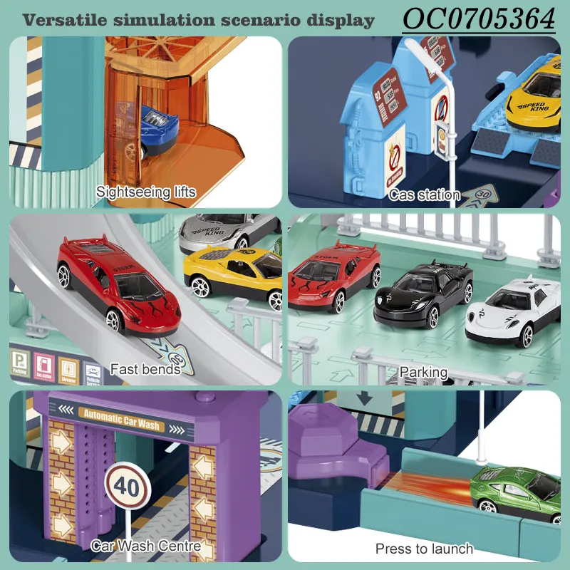 6 Floors Tracks 2PCS Alloy Cars Track Educational Parking Garage Toys