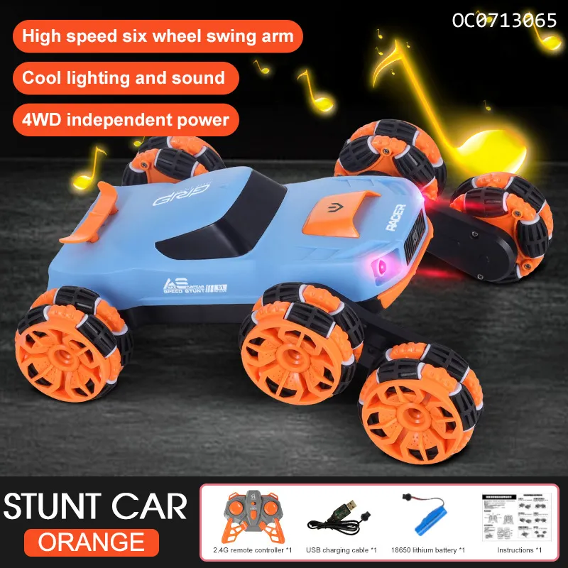 6 Wheels Twist 360 Degres Stunt Rolling Racing Remote Control Stunt Toy Car for Kids