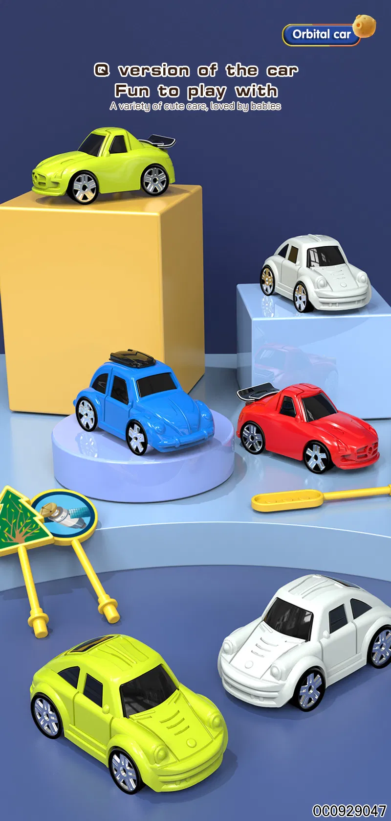 Space Theme Electric Slot Game Car Racing Track Toys with Light up and Music