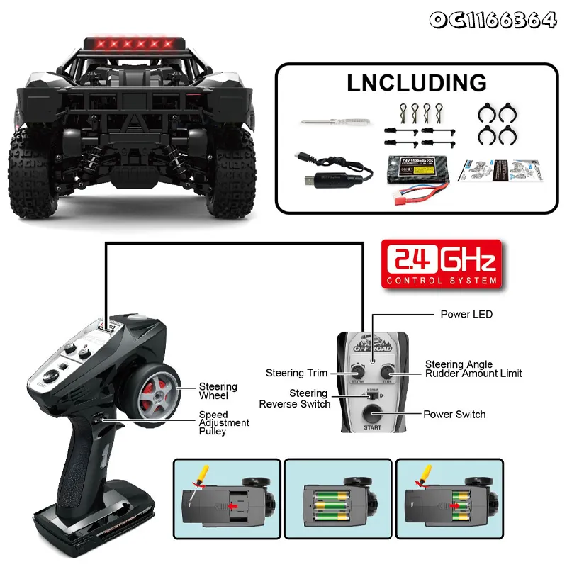 Large RC Car 1: 18 Scale High Speed off Road Remote Control 4WD Toy Drift Racing Car with Dazzling Light for Wholesale