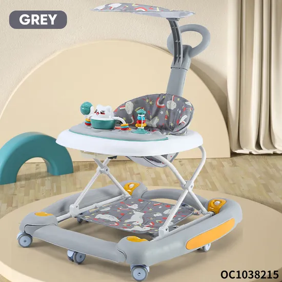 Anti Rollover Sit to Stand Walking Learning High Quality Foldable Multifunction New Baby Walker Round Car with Wheel Music Liqht