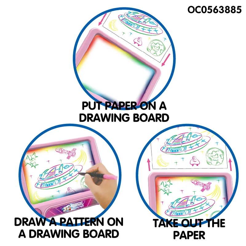 Educational Toys Magnetic Electronic 3D Glowing Magic Pad LED Wholesale Magnetic Writing Drawing Board for Kids