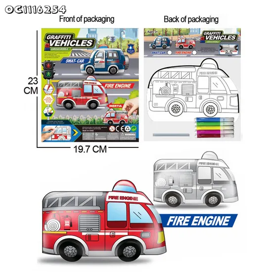 Montessori Wholesale Traffic Theme Art Sets Kid Painting Set Model Coloring Educational Popular DIY Toys