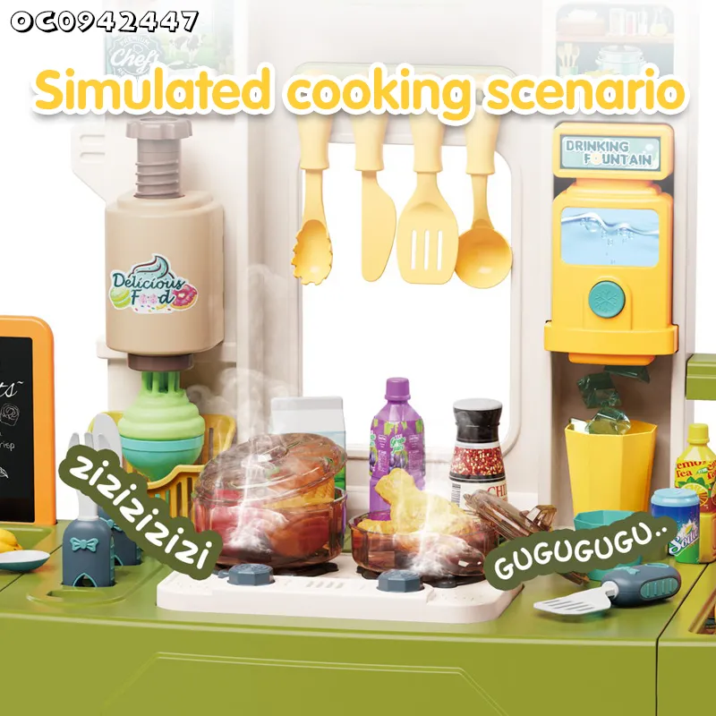 Wholesale Educational Pretend Role Play Set Simulation Tableware Cooking Water Spray Large Children's Plastic Kitchen Toy